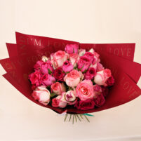 Crimson & Pink Rose Charm