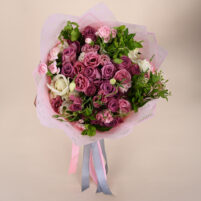 Teal Pink Rose Bouquet